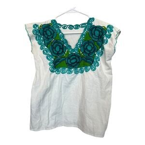 Embroidered Floral Boho Blouse Shirt Top Cottage Indie Fairy Festival Hippie